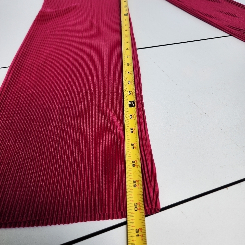 Nicole Miller Womens Ribbed Satin 2pc Set Pants Sleveless Top Hot Pink Sz XS - Picture 15 of 15
